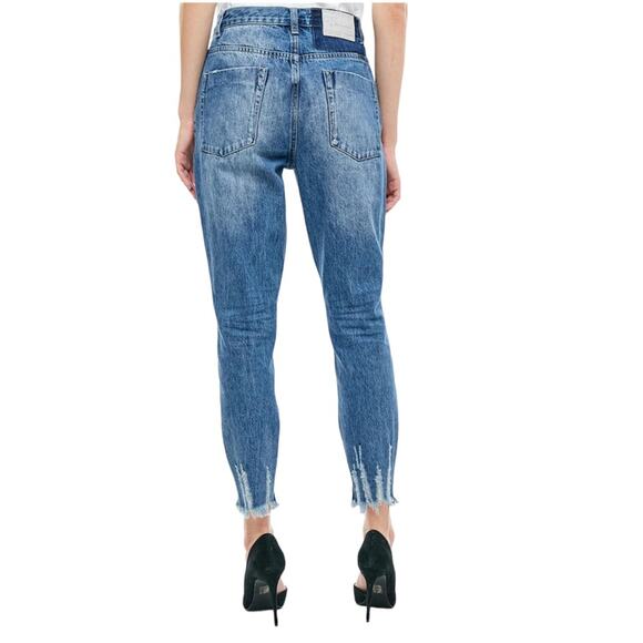 ONE TEASPOON Freebird High Waist Ankle Zip Distressed Crop Skinny Jeans - Picture 2 of 13